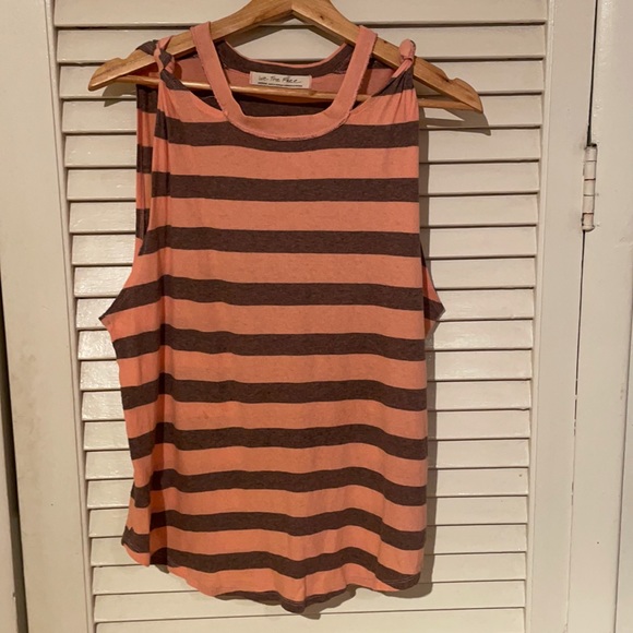 We The People top Size M Coral/grey stripes, cutouts around the collar bone. - Picture 1 of 5